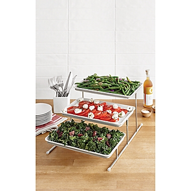 Our Table&trade; Hayden 3-Step Rectangular Standing Server Set in White. View a larger version of this product image.