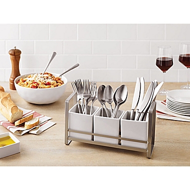 Our Table&trade; Hayden 4-Piece Flatware Caddy Organizer Set in White. View a larger version of this product image.