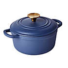 Alternate image 0 for Our Table&trade; 2 qt. Enameled Cast Iron Dutch Oven with Gold Lid Knob in Dark Denim