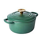 Alternate image 0 for Our Table&trade; 2 qt. Enameled Cast Iron Dutch Oven with Gold Lid Knob in Dark Ivy
