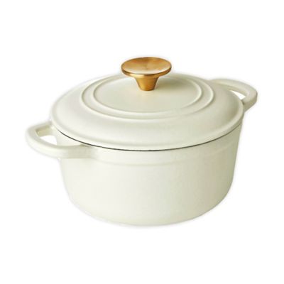 Our Table&trade; 6 qt. Enameled Cast Iron Dutch Oven with Gold Lid Knob in Ivory