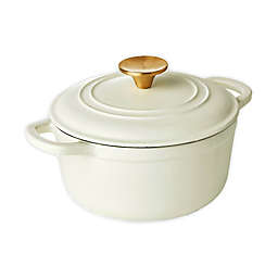 Our Table™ 6 qt. Enameled Cast Iron Dutch Oven with Gold Lid Knob in Ivory