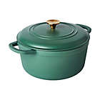 Alternate image 0 for Our Table&trade; 6 qt. Enameled Cast Iron Dutch Oven with Gold Lid Knob in Dark Ivy
