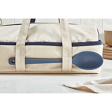 Our Table&trade; 10.56 qt. Insulated Casserole Tote in Cream/Blue. View a larger version of this product image.