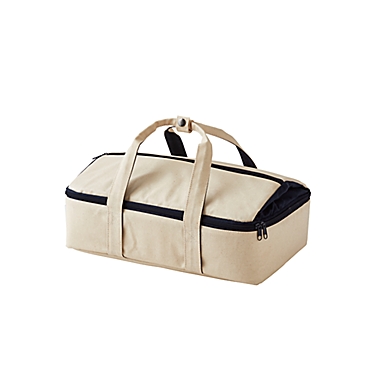 Our Table&trade; 10.56 qt. Insulated Casserole Tote in Cream/Blue. View a larger version of this product image.