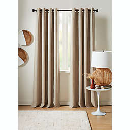 Studio 3B™ 95-Inch Cotton Linen Grommet 100% Blackout Window Curtain Panel in Khaki (Single)