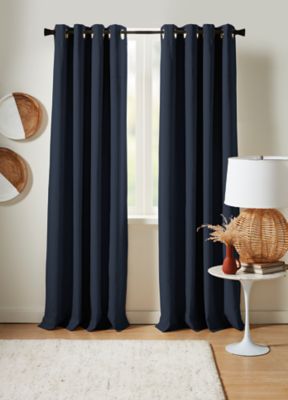 Studio 3B&trade; 63-Inch Cotton Linen Grommet 100% Blackout Window Curtain Panel in Navy (Single)