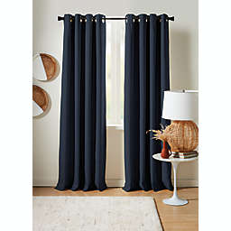 Studio 3B™ 108-Inch Cotton Linen Grommet 100% Blackout Window Curtain Panel in Navy (Single)