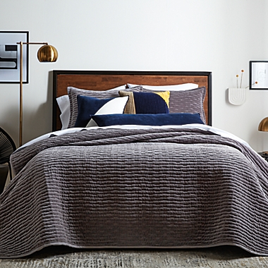 Studio 3B&trade; Cotton Velvet 3-Piece King Quilt Set in Charcoal. View a larger version of this product image.