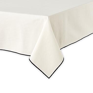 Studio 3B&trade; Merrowed Linen Blend 60-Inch x 120-Inch Oblong Tablecloth in White. View a larger version of this product image.