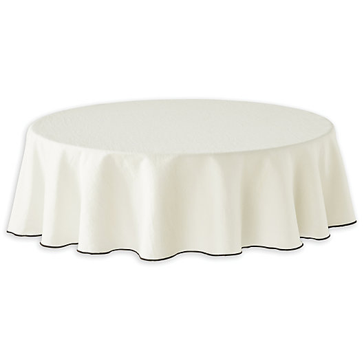 Merrowed Linen 70 Inch Round Tablecloth, What Size Rug For 55 Inch Round Tablecloth