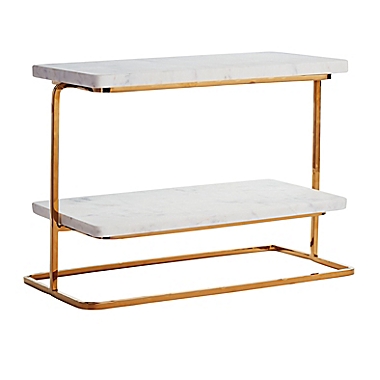 Studio 3B&trade; 2-Tier Marble Server in Gold/White. View a larger version of this product image.