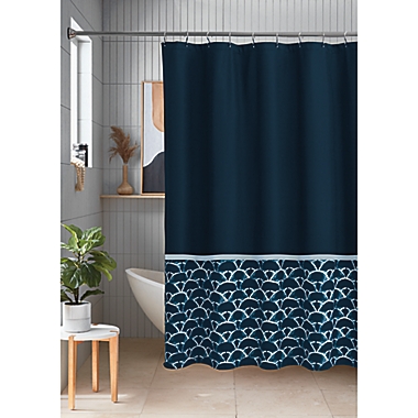 Studio 3B&trade; Kiko Shibori Scallop 72-Inch x 72-Inch Shower Curtain in Navy/White. View a larger version of this product image.