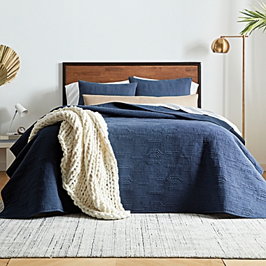 Studio 3B&trade; Bark Stitch 3-Piece King Quilt Set in Blue. View a larger version of this product image.