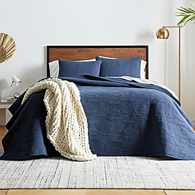 Studio 3B&trade; Bark Stitch 3-Piece King Quilt Set in Blue. View a larger version of this product image.
