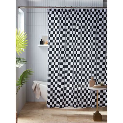 72 Inch X Check Shower Curtain, Shower Curtains And Rugs To Match