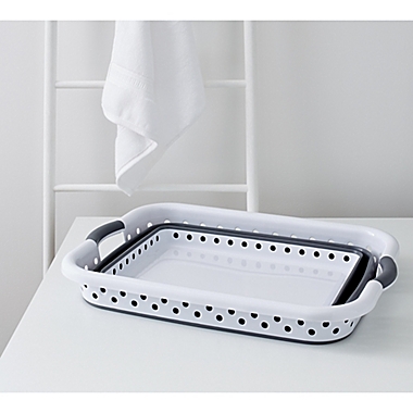 Squared Away&trade; Collapsible Laundry Basket in White/Grey. View a larger version of this product image.