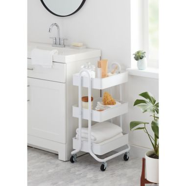Squared Away&trade; 3-Tier Utility Storage Cart in White. View a larger version of this product image.