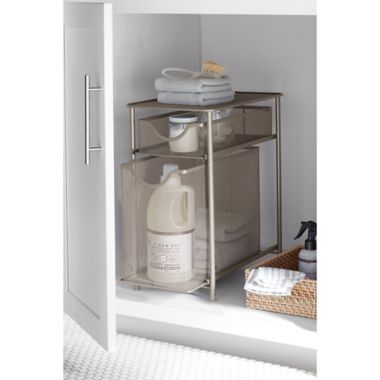 Squared Away&trade; 2-Tier Metal Mesh Cabinet Drawer in Nickel. View a larger version of this product image.