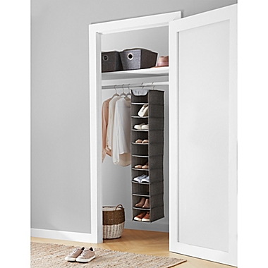 Squared Away&trade; Arrow Weave 10-Shelf Deluxe Clothing and Shoe Organizer in Grey. View a larger version of this product image.