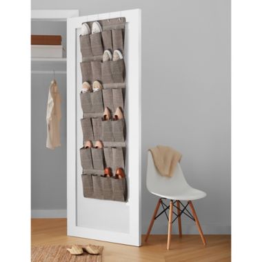 Squared Away&trade; Arrow Weave 24-Pocket Over-the-Door Shoe Organizer in Grey. View a larger version of this product image.