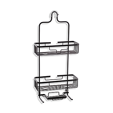Squared Away&trade; NeverRust&reg; Aluminum Over-The-Shower Caddy in Black. View a larger version of this product image.