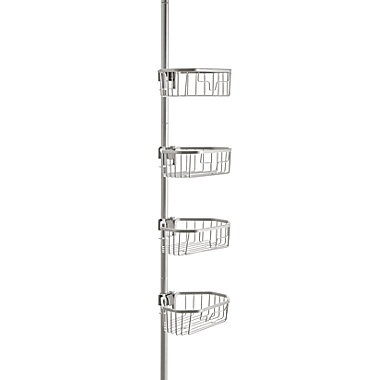 Squared Away&trade; NeverRust&reg; Aluminum 4-Tier Shower Caddy in Satin Chrome. View a larger version of this product image.