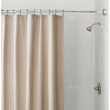 Squared Away&trade; NeverRust&trade; Aluminum Single Curved Shower Rod in Brushed Nickel. View a larger version of this product image.