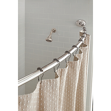 Squared Away&trade; NeverRust&trade; Aluminum Single Curved Shower Rod in Brushed Nickel. View a larger version of this product image.