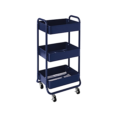 Squared Away&trade; 3-Tier Rolling Utility Storage Cart in Blue Depths. View a larger version of this product image.