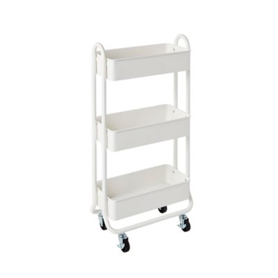 Squared Away&trade; 3-Tier Narrow Utility Storage Cart in Bright White