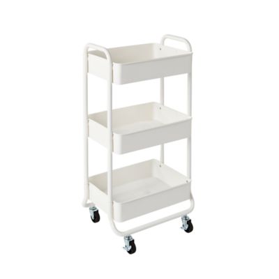Squared Away&trade; 3-Tier Rolling Utility Storage Cart in Bright White