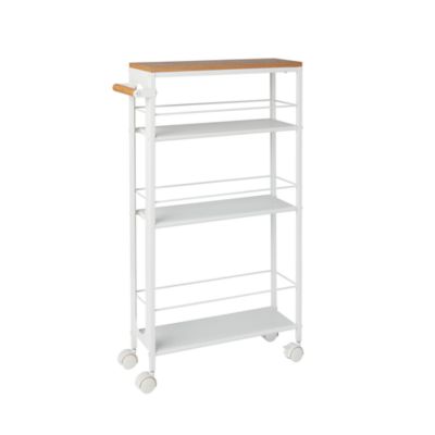 Squared Away&trade; 4-Tier Slim Rolling Storage Cart in Bright White