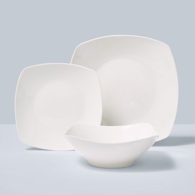 Simply Essential&trade; Soft Square 12-Piece Dinnerware Set in White. View a larger version of this product image.
