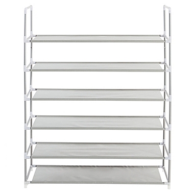 Simply Essential&trade; 6-Tier Fabric Shoe Rack in Grey. View a larger version of this product image.