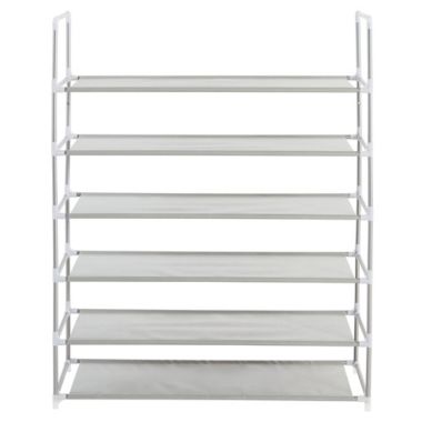 Simply Essential&trade; 6-Tier Fabric Shoe Rack in Grey. View a larger version of this product image.