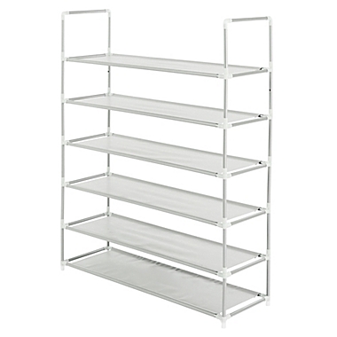 Simply Essential&trade; 6-Tier Fabric Shoe Rack in Grey. View a larger version of this product image.