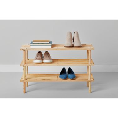 Simply Essential 3 Tier Wood Shoe Rack In Natural Bed Bath Beyond