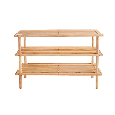 Simply Essential&trade; 3-Tier Wood Shoe Rack in Natural. View a larger version of this product image.