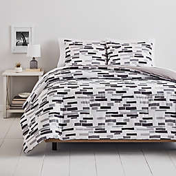 Simply Essential Broken Stripe 3-Piece Full/Queen Comforter Set in Black/Grey