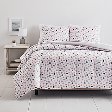 Simply Essential&trade; Dots 2-Piece Twin/Twin XL Duvet Cover Set in Pink/Grey. View a larger version of this product image.