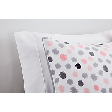 Simply Essential&trade; Dots 3-Piece Full/Queen Duvet Cover Set in Pink/Grey. View a larger version of this product image.