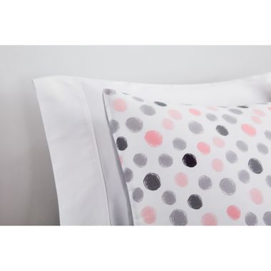 Simply Essential&trade; Dots 3-Piece King Duvet Cover Set in Pink/Grey. View a larger version of this product image.