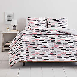 Simply Essential™ Broken Stripe 3-Piece Full/Queen Comforter Set in Grey/Blush