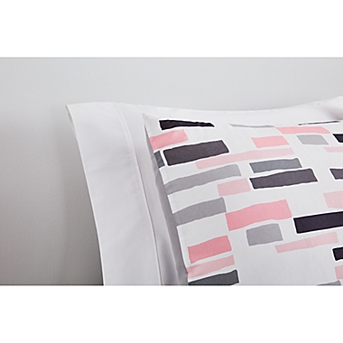 Simply Essential&trade; Broken Stripe 2-Piece Twin/Twin XL Duvet Cover Set in Grey/Blush. View a larger version of this product image.