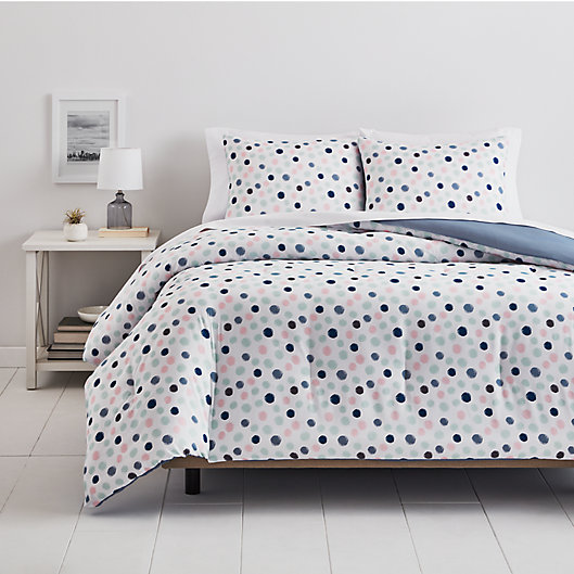 Alternate image 1 for Simply Essential™ Dots 3-Piece King Duvet Cover Set in Indigo/Pink