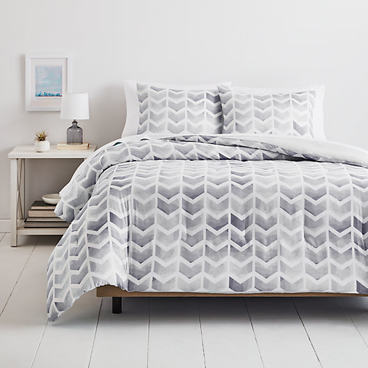 Alternate image 1 for Simply Essential™ Watercolor Chevron 2-Piece Twin/Twin XL Duvet Cover Set in Grey