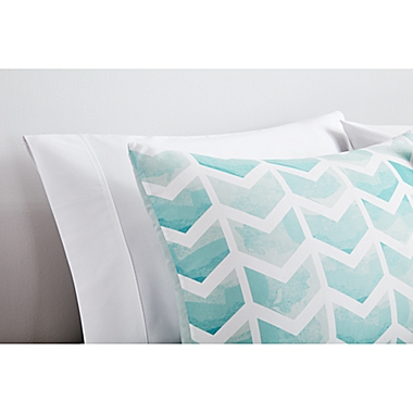 Simply Essential&trade; Watercolor Chevron 3-Piece Full/Queen Duvet Cover Set in Blue. View a larger version of this product image.