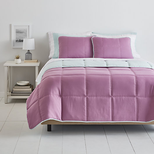 Alternate image 1 for Simply Essential™ Box Stitch 6-Piece Twin/Twin XL Comforter Set in Purple
