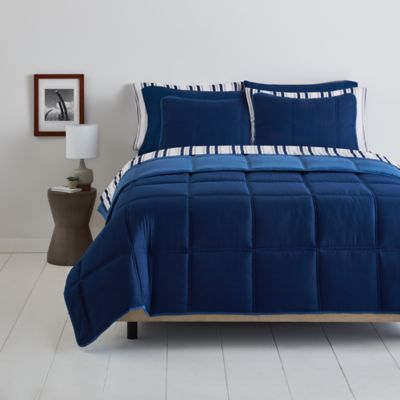 Simply Essential&trade; Boxstitch 9-Piece Full/Full XL Comforter Set in Navy